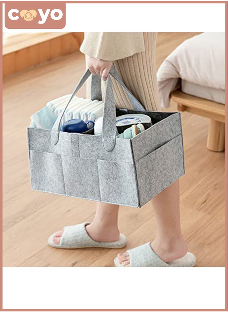 COYO Baby Changing Diaper Organizer Basket Nursery Diapers Table Caddy Bag -Grey  - Image 4