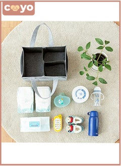 COYO Baby Changing Diaper Organizer Basket Nursery Diapers Table Caddy Bag -Grey  - Image 3