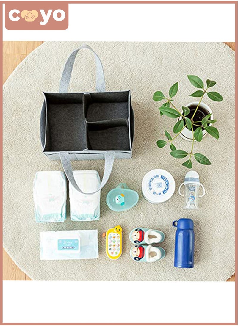 COYO Baby Changing Diaper Organizer Basket Nursery Diapers Table Caddy Bag -Grey  - Image 3