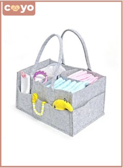 COYO Baby Changing Diaper Organizer Basket Nursery Diapers Table Caddy Bag -Grey  - Image 5