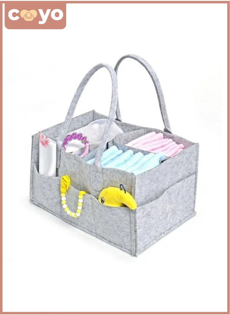 COYO Baby Changing Diaper Organizer Basket Nursery Diapers Table Caddy Bag -Grey  - Image 5