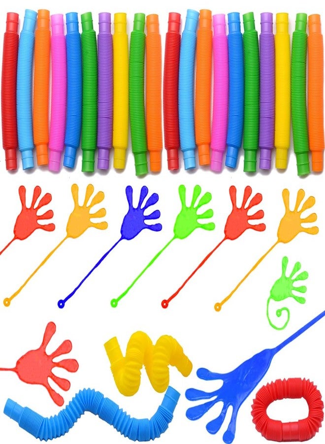 VKTEN 56PCS Party Favors for Kids, 28 Pop Tubes and 28 Sticky Hand Toys, Birthday Party Favors, Goodie Bag Stuffers, Classroom Prizes, Treasure Box Toys, Carnival Rewards for Boys and Girls - Image 1