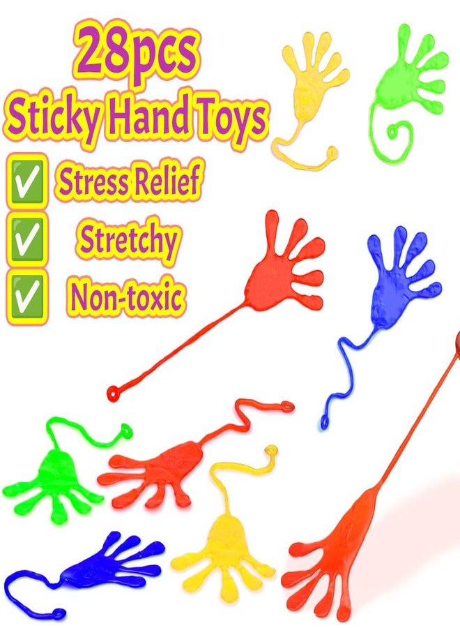 VKTEN 56PCS Party Favors for Kids, 28 Pop Tubes and 28 Sticky Hand Toys, Birthday Party Favors, Goodie Bag Stuffers, Classroom Prizes, Treasure Box Toys, Carnival Rewards for Boys and Girls - Image 4