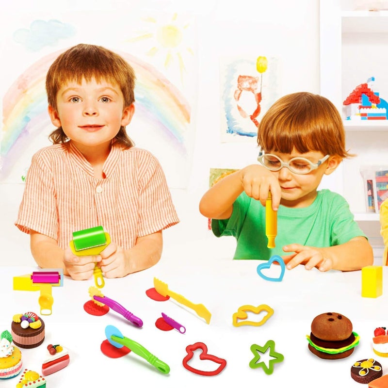Mumoobear Clay Dough Tool Kit, 20 Pcs Play Dough Tools Plastic DIY Playdough Set Plasticine Modelling Tools Clay Rollers and Cutters for Kids(Random Color) - Image 2