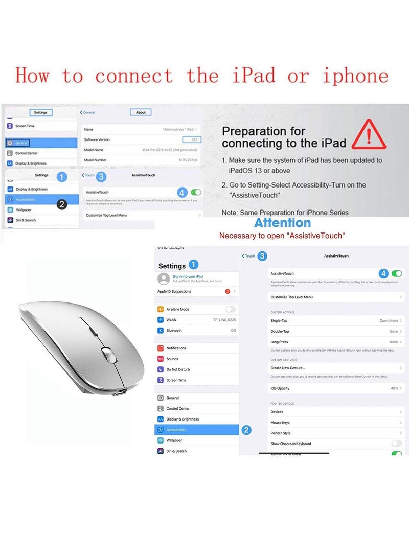 Generic - Wireless, Bluetooth Silent Mouse Rechargeable - 3 Adjustable DPI  - Portable Small Size - Wireless Range 10M - Image 1