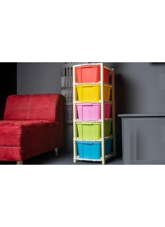 Rasvesh Plastic Modular Drawer Storage Chest Of Drawers Organizer Storage Box Large Stomo Racks For Multipurpose Antislip Shoes Organizers Multi Color 6 Layer