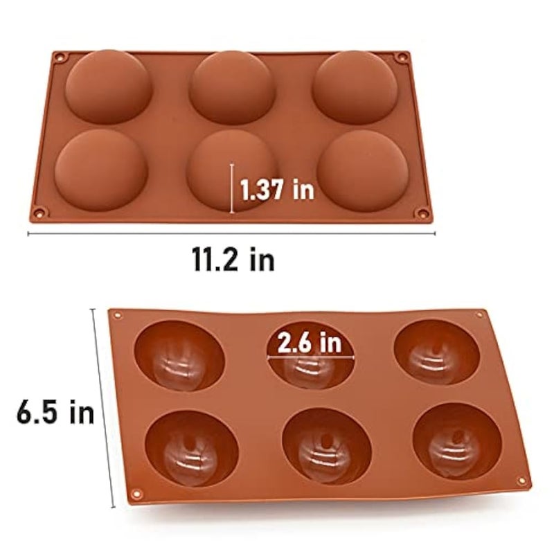 KETAR Silicone Molds for Baking Hot Chocolate Bombs - Round Silicone Molds for Making Jelly, Pudding, Hot Cocoa Bombs, Dome Mousse, Baking Cupcake, and Bath Bombs - 2 PCS With 6 Semi Sphere Molds - Image 2