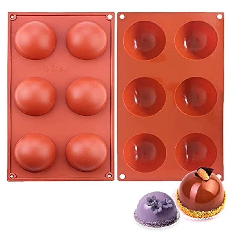 KETAR Silicone Molds for Baking Hot Chocolate Bombs - Round Silicone Molds for Making Jelly, Pudding, Hot Cocoa Bombs, Dome Mousse, Baking Cupcake, and Bath Bombs - 2 PCS With 6 Semi Sphere Molds - Image 1