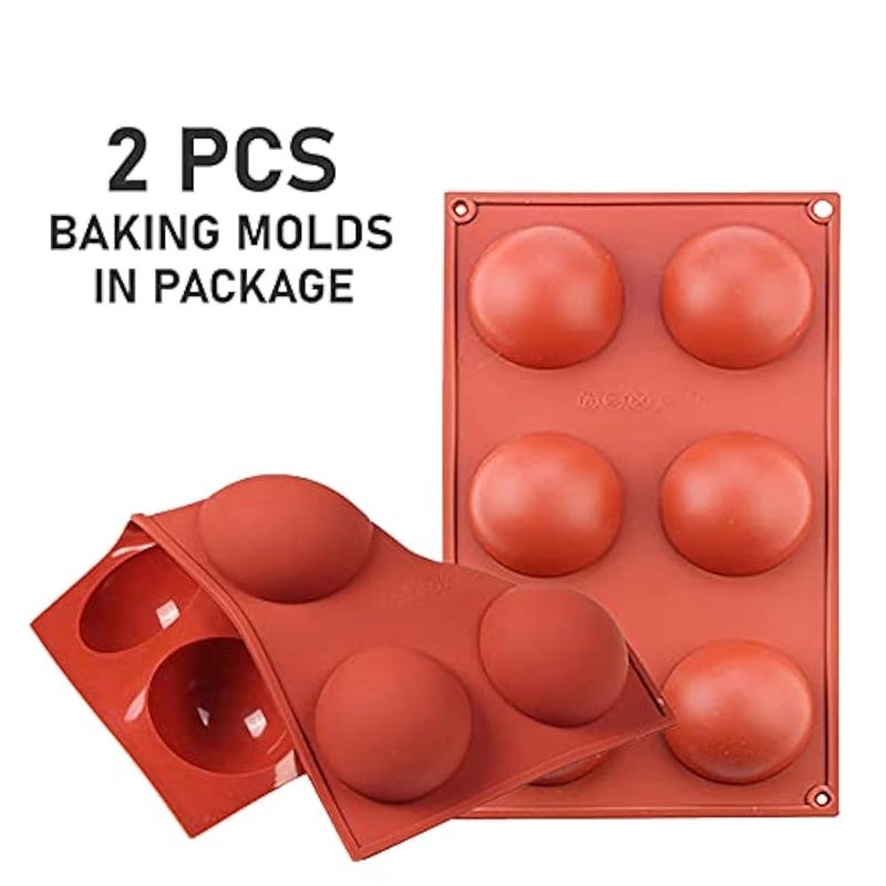 KETAR Silicone Molds for Baking Hot Chocolate Bombs - Round Silicone Molds for Making Jelly, Pudding, Hot Cocoa Bombs, Dome Mousse, Baking Cupcake, and Bath Bombs - 2 PCS With 6 Semi Sphere Molds - Image 4