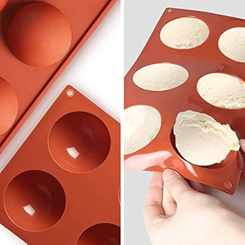 KETAR Silicone Molds for Baking Hot Chocolate Bombs - Round Silicone Molds for Making Jelly, Pudding, Hot Cocoa Bombs, Dome Mousse, Baking Cupcake, and Bath Bombs - 2 PCS With 6 Semi Sphere Molds - Image 5