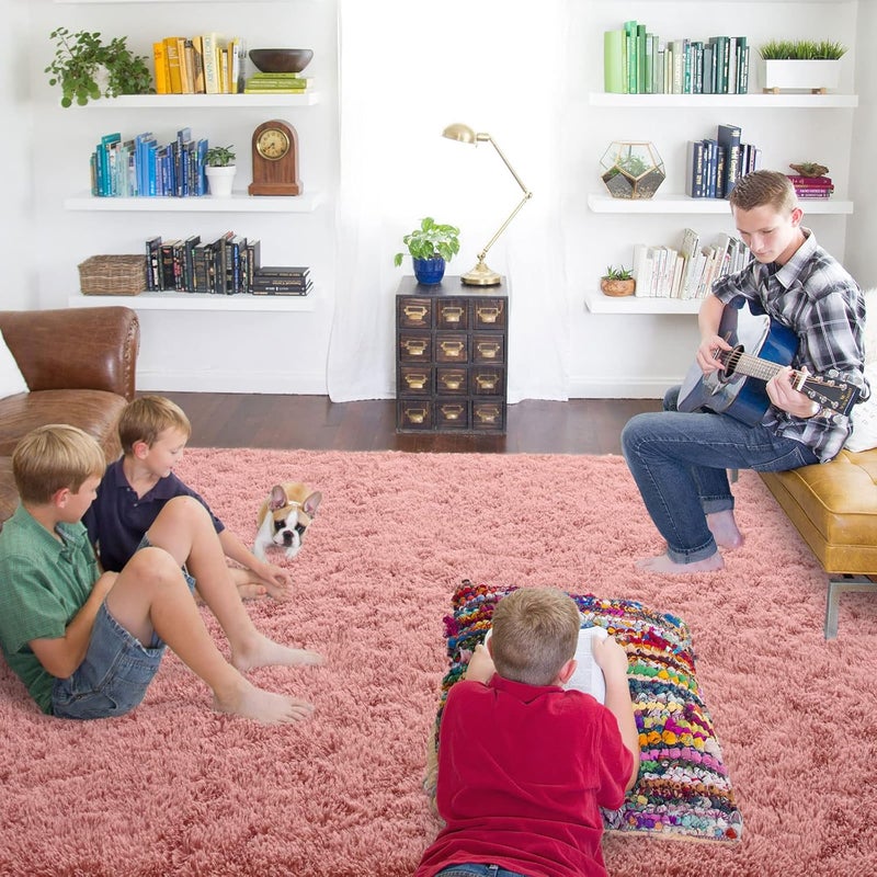 ISEAU Fluffy Rug Carpets Soft Shaggy Area Rug Indoor Floor Rugs for Kids Room Fuzzy Carpet Comfy Cute Nursery Rug Bedside Rug for Boys Girls Bedroom Living Room Home Decor, 6ft x 9ft,Blush - Image 4