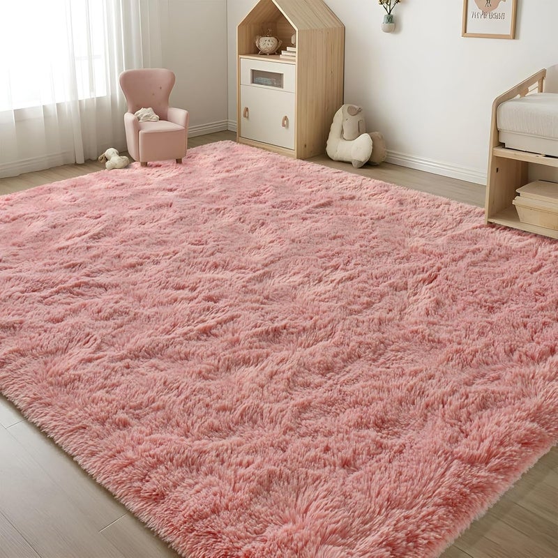 ISEAU Fluffy Rug Carpets Soft Shaggy Area Rug Indoor Floor Rugs for Kids Room Fuzzy Carpet Comfy Cute Nursery Rug Bedside Rug for Boys Girls Bedroom Living Room Home Decor, 6ft x 9ft,Blush - Image 5