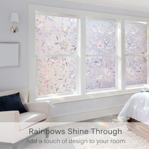Volcanics Window Privacy Film Static Window Clings Vinyl 3D Decals Stickers Rainbow Window Film for Glass Door Home Heat Control Anti UV 17.5 x 78.7 Inches - Image 2