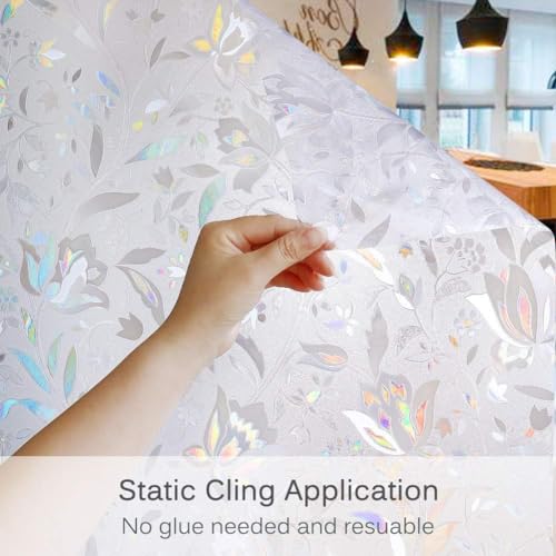 Volcanics Window Privacy Film Static Window Clings Vinyl 3D Decals Stickers Rainbow Window Film for Glass Door Home Heat Control Anti UV 17.5 x 78.7 Inches - Image 5