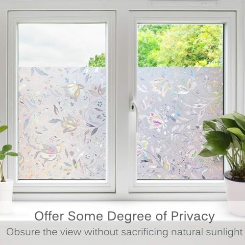 Volcanics Window Privacy Film Static Window Clings Vinyl 3D Decals Stickers Rainbow Window Film for Glass Door Home Heat Control Anti UV 17.5 x 78.7 Inches - Image 3