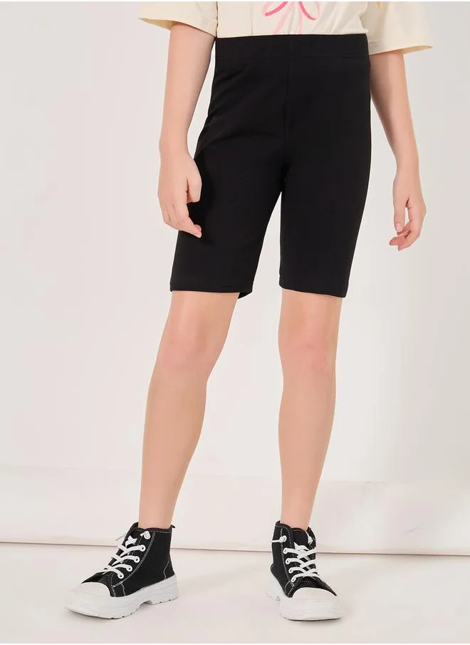 ستايلي Solid Shorts with Elastic Waistband