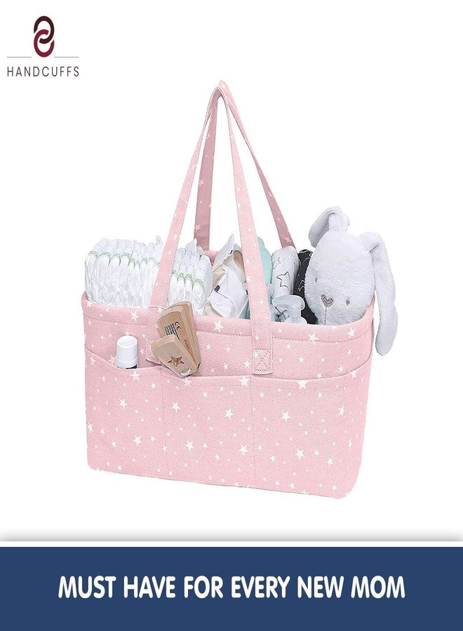 Handcuffs Cute Diaper Caddy Baby Products Bag For Smart Mothers Baby Diaper Caddy Organizers Baby Wipes Felt Storage, Nursery, Foldable And Portable (Pink) - Image 5
