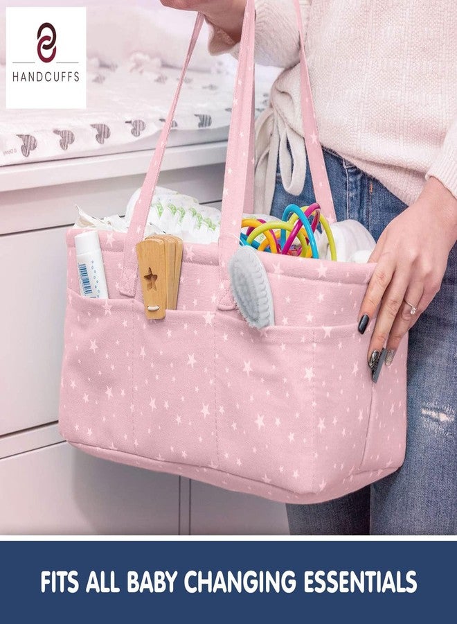 Handcuffs Cute Diaper Caddy Baby Products Bag For Smart Mothers Baby Diaper Caddy Organizers Baby Wipes Felt Storage, Nursery, Foldable And Portable (Pink) - Image 4