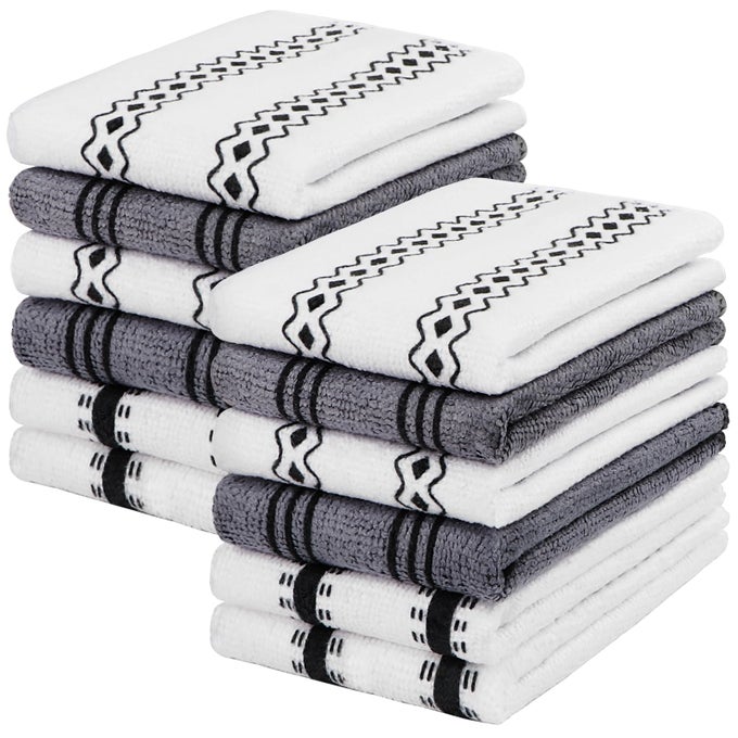 MICROFIBER CLEANING CLOTH KITCHEN TOWELS 12 PACK LINT FREE SCRATCHFREE HIGHLY ABSORBENT REUSABLE DISH TOWELS FOR KITCHEN AND HOUSEHOLD