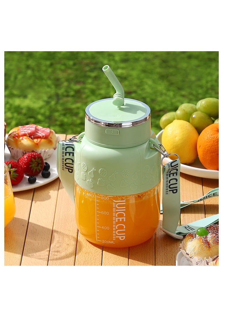 سيتي كوب خلاط المحمولة وغطاء السفر، خلاط شخصي، كوب عصير خلاط صغير مع شحن USB، 800 مل يجعل Smoothies وهزات كريمية، عصير الفواكه للمطبخ، السفر (K2-الأخضر)  - Image 1