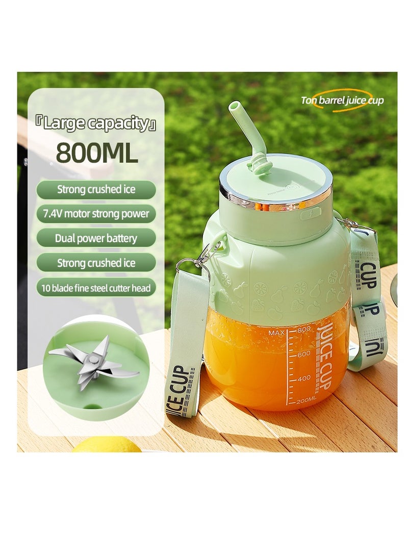 سيتي كوب خلاط المحمولة وغطاء السفر، خلاط شخصي، كوب عصير خلاط صغير مع شحن USB، 800 مل يجعل Smoothies وهزات كريمية، عصير الفواكه للمطبخ، السفر (K2-الأخضر)  - Image 2