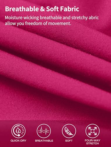 Ksmien Women's Running Shorts Quick Dry Lightweight Athletic Workout Shorts with Liner Phone Pockets Hot Pink - Image 4