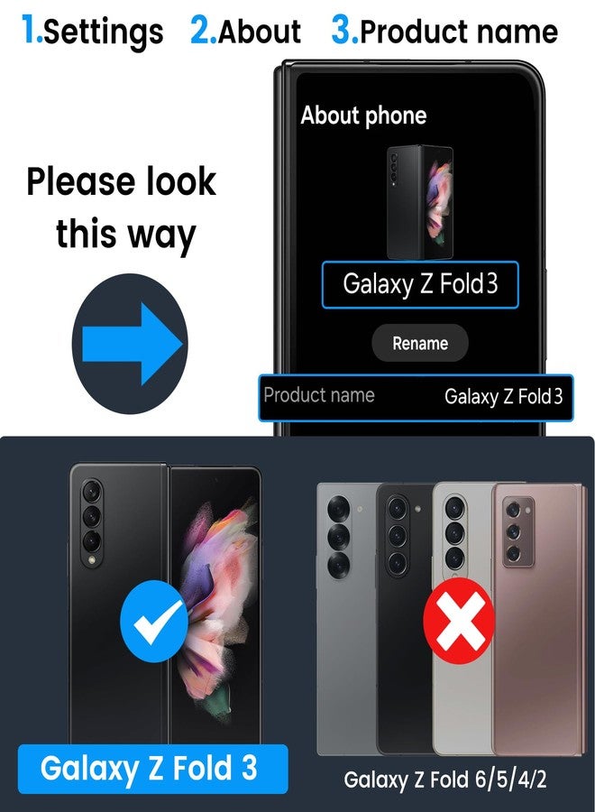 جبيه جراب GBEE لهاتف سامسونج جالاكسي زد فولد 3 مع حامل بطاقات وحماية للمفصلات وحامل قابل للطي وغطاء كاميرا منزلق وواقي شاشة مدمج، جراب هاتف متين لهاتف جالاكسي زد فولد 3 (أسود) - Image 2
