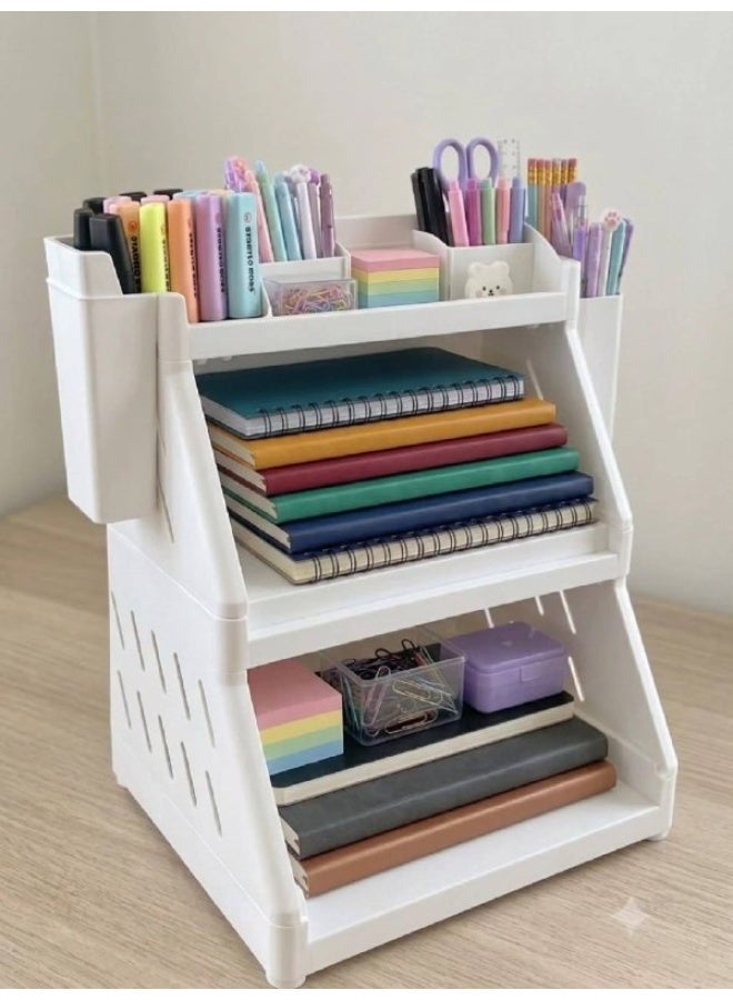 Desk organizer featuring two side compartments. Height: 30 cm. Width and depth: 25 cm. - Image 1