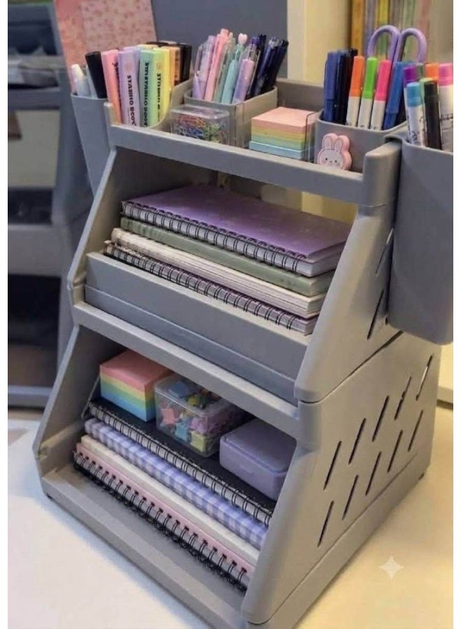 Desk organizer featuring two side compartments. Height: 30 cm. Width and depth: 25 cm. - Image 2
