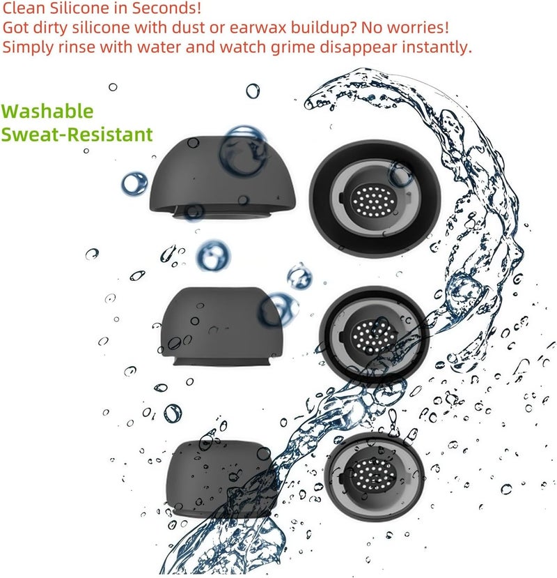 أغطية أذن لسمارتفون سامسونج جالاكسي بودز 4 برو/بودز 3 برو (تناسب حقيبة الشحن)، أغطية بديلة فائقة الراحة مزودة بتقنية إلغاء الضوضاء لسمارتفون جالاكسي بودز برو 4/بودز برو 3 (مكونة من رغوة سوداء + سيليكون رمادي، مقاسات S+M+L) - Image 3
