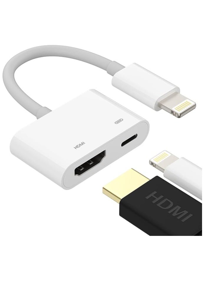 إيروريكس محول Lightning إلى HDMI للتلفزيون متوافق مع iPhone 12 13 pro max Splitter Digital AV Female Port Converter and Charging Connector Cord Projector Monitor Sync Screen Ipad Mini Apple MFI Certified  - Image 1