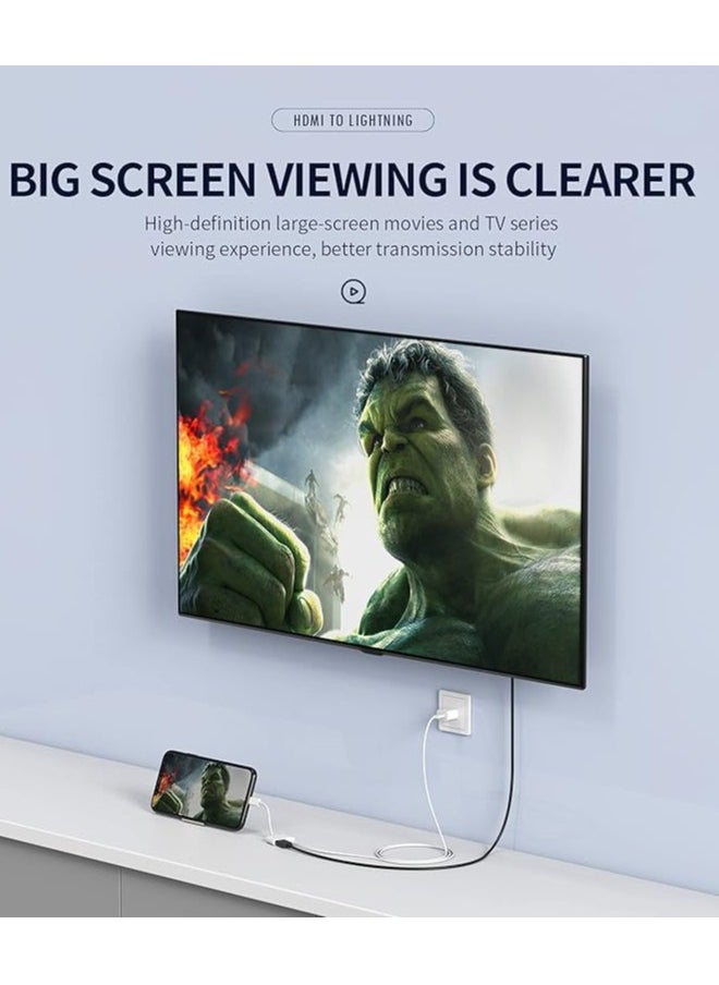 إيروريكس محول Lightning إلى HDMI للتلفزيون متوافق مع iPhone 12 13 pro max Splitter Digital AV Female Port Converter and Charging Connector Cord Projector Monitor Sync Screen Ipad Mini Apple MFI Certified  - Image 4