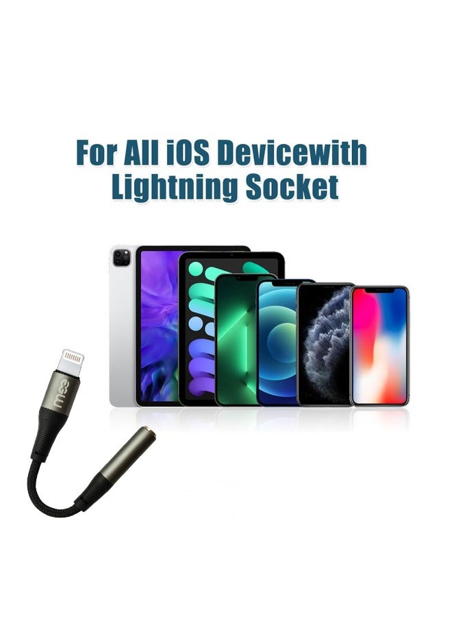 آیمی محول كابل صوت IMEE IM-232 Lightning إلى 3.5 مم، سلك AUX قصير بطول 0.12 متر متوافق مع جميع الأجهزة التي تحتوي على منفذ Lightning، ونقل صوت عالي الدقة، وغطاء من سبائك الألومنيوم الممتاز بتصميم مضفر، وكابل متين ومضاد للتشابك ومقاوم للحرارة - Image 2