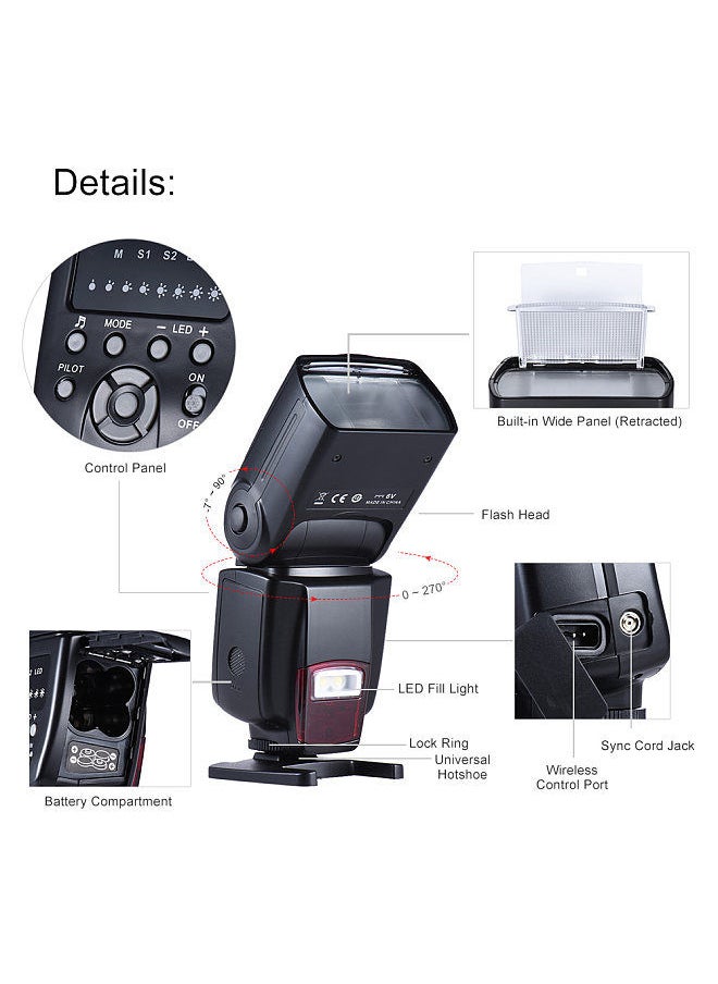 ANDOER AD-560Ⅱ Universal Flash Speedlite On-camera Flash GN50 w/ Adjustable LED Fill Light for Canon Nikon Olympus Pentax DSLR Cameras  - Image 3