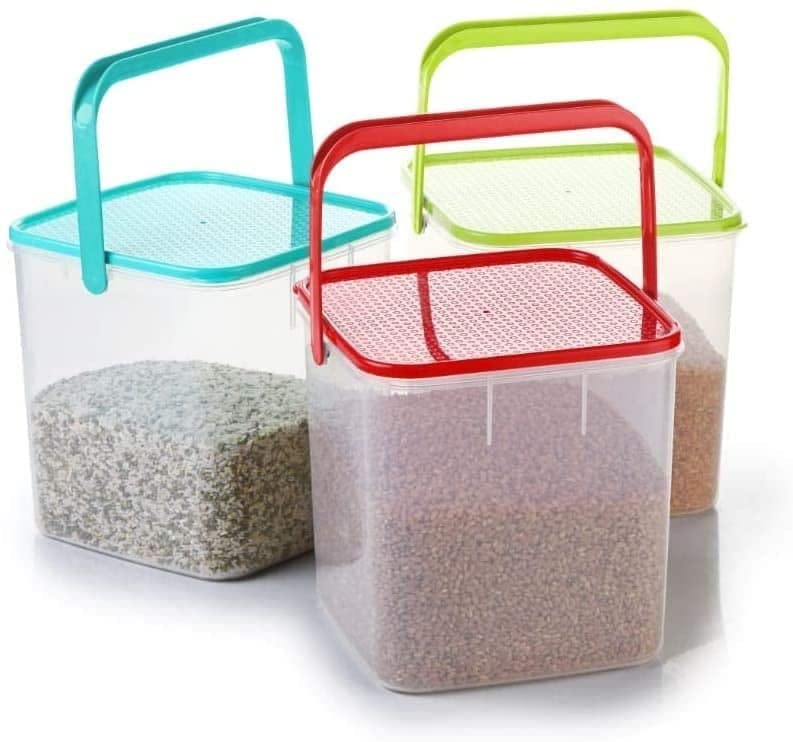KIDINGTON plastic storage container for riceflourfood grainkitchen storage air tight container with handle 5 liters Multicolour1pcs - Image 4