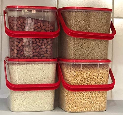 KIDINGTON plastic storage container for riceflourfood grainkitchen storage air tight container with handle 5 liters Multicolour1pcs - Image 5