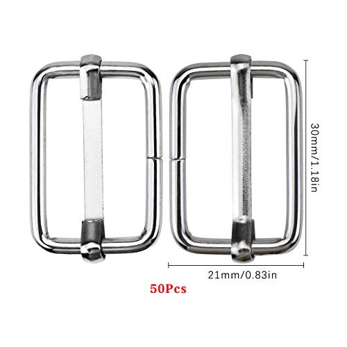 Hysagtek 50 Pcs 1 Inch Metal Adjustable Slide Adjusters Slide Buckle Strap Triglides Slides Metal Tri Glide for Making Handbag, Backpack, Luggage Bag - Image 3