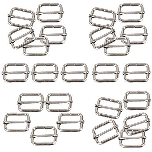 Hysagtek 50 Pcs 1 Inch Metal Adjustable Slide Adjusters Slide Buckle Strap Triglides Slides Metal Tri Glide for Making Handbag, Backpack, Luggage Bag - Image 1