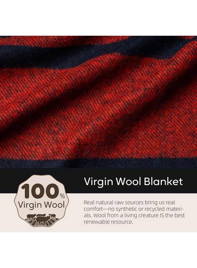 Molithe بطانية صوف 100%، 62" × 86"، دافئة، سميكة، قابلة للغسل، بطانية صوف عسكرية، رائعة للتخييم، في الهواء الطلق، الفعاليات الرياضية، مجموعات البقاء على قيد الحياة - Image 3