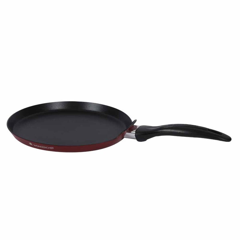 Wonderchef Ruby Series Aluminium Standard 24 cm Wok with Lid and Dosa Tawa, 2.6 Litre, 3 Piece, Black - Image 5