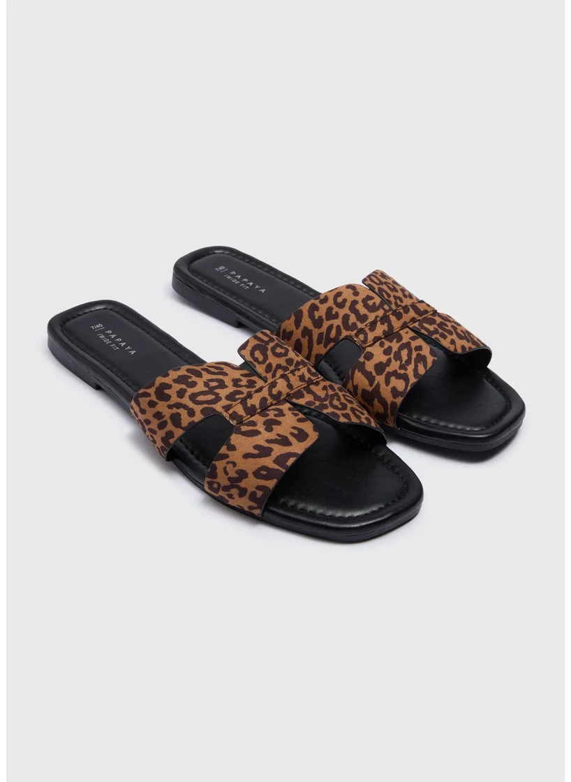 Matalan Brown Leopard Mule Sandals