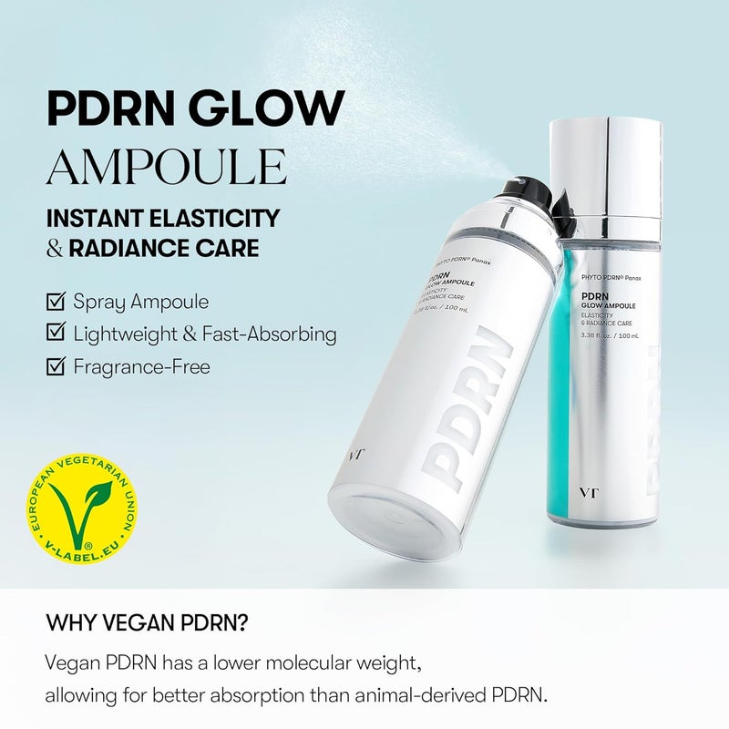 VT COSMETICS أمبولة VT COSMETICS PDRN للتألق رذاذ الوجه للترطيب العميق سيروم للعناية بالبشرة نباتي مرطب خفيف الوزن تأثير ممتلئ خالي من العطور للعناية بالبشرة الكورية 338 أونصة سائلة 100 مل - Image 2