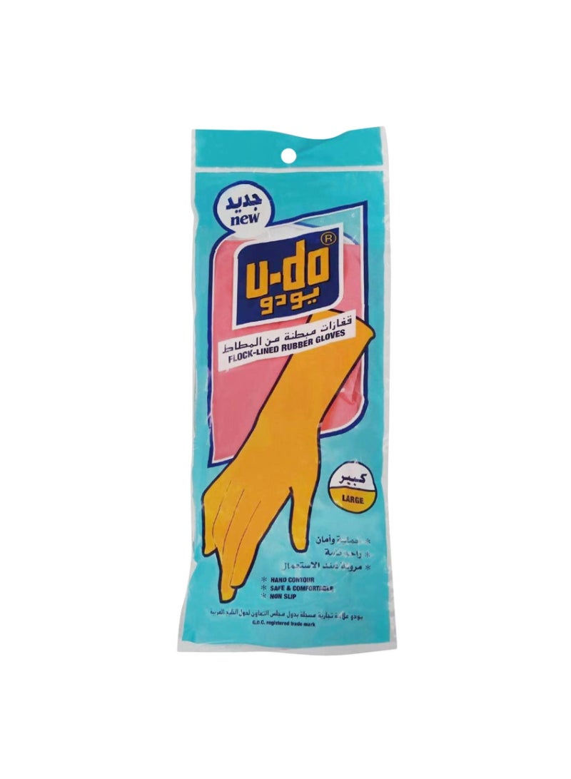 U-do flock lined rubber gloves large