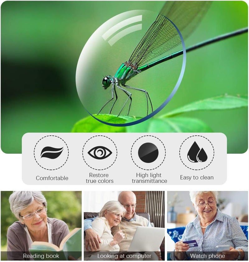 MIRYEA Rimless Progressive Multifocus Reading Glasses Blue Light Blocking No Line Multifocal Computer Readers for Women Men Unisex Rectangular Eyewear Titanium Lightweight Magnification Presbyopia Eyeglasses - Image 5