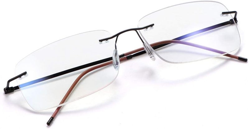 MIRYEA Rimless Progressive Multifocus Reading Glasses Blue Light Blocking No Line Multifocal Computer Readers for Women Men Unisex Rectangular Eyewear Titanium Lightweight Magnification Presbyopia Eyeglasses - Image 1
