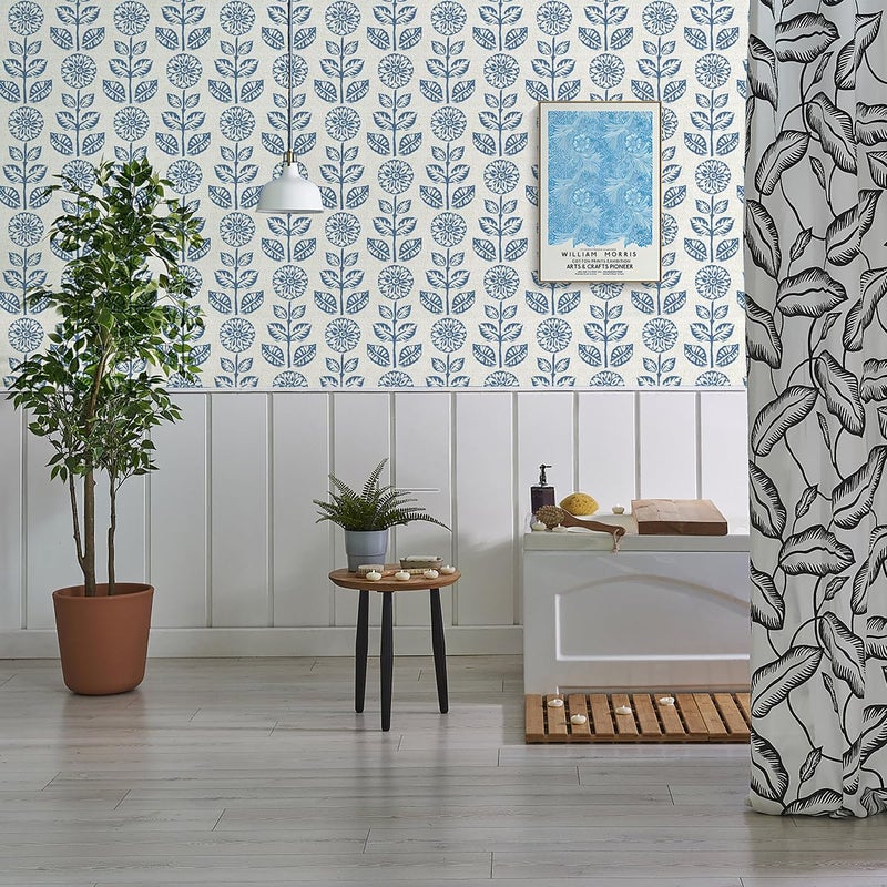 Wudnaye Blue Floral Peel and Stick Wallpaper Blue and White Contact Paper 17.7inÃ—118in Vintage Floral Self Adhesive Wallpaper Navy Removable Tulip Wall Paper Waterproof for Bathroom Farmhouse Decor - Image 4