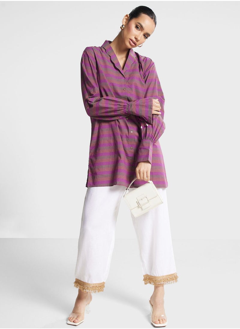 Nishat Linen - Color Block Button Down Shirt Kurti - Image 1