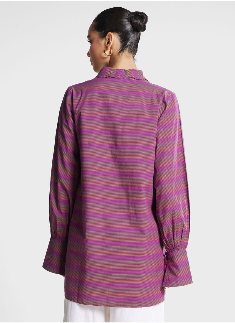Nishat Linen - Color Block Button Down Shirt Kurti - Image 1