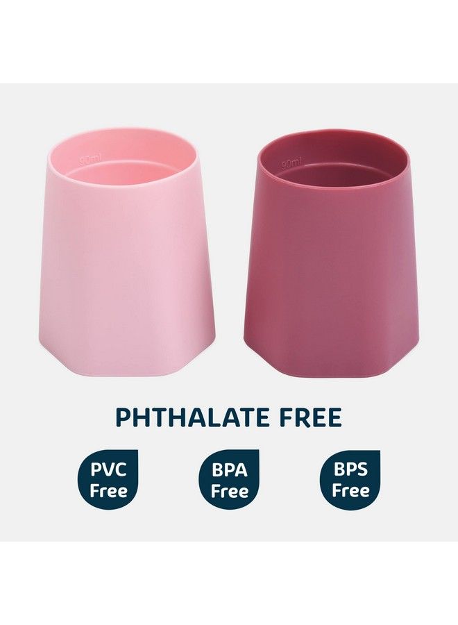 Tiny Twinkle Training Cup 2 Pack Silicone Cups For Independent Drinking For Baby And Toddler Baby Led Weaning Supplies Soft Open Cup For Baby (Pink Burgundy) - Image 4