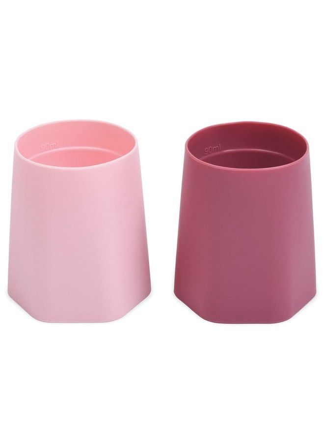 Tiny Twinkle Training Cup 2 Pack Silicone Cups For Independent Drinking For Baby And Toddler Baby Led Weaning Supplies Soft Open Cup For Baby (Pink Burgundy) - Image 1